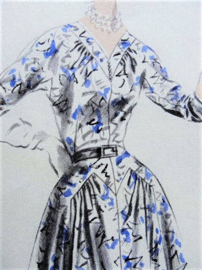 1950s Beautiful Dress Pattern VOGUE SPECIAL DESIGN 4278 Cocktail Party Dress Gathered Inset Panels Optional Belt Crinoline Hip Pad Bust 32 Vintage Sewing Pattern FACTORY FOLDED