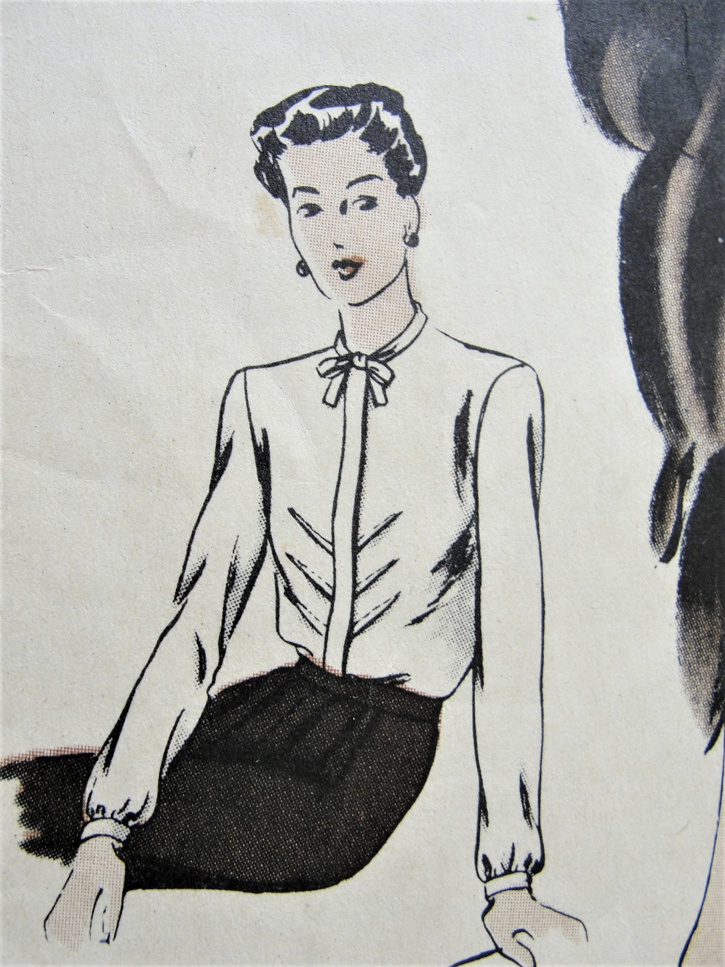 1940s FAB Nip In Waist Suit and Blouse Pattern VOGUE Special Design 4448  Lovely Slim Skirt, Fitted Jacket and Beautiful Tuck in Blouse Bust 34 Vintage Sewing Pattern