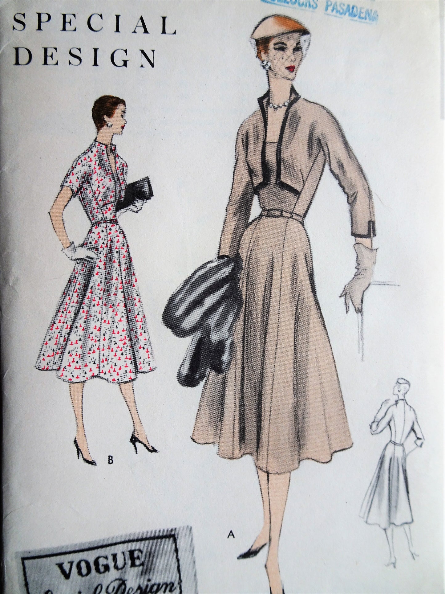 BEAUTIFUL 1950s Dress Pattern VOGUE Special Design 4578 Interesting Simulated Front Bolero,Six Gored Flared Day or After 5 Dress, Bust 34 Vintage Sewing Pattern