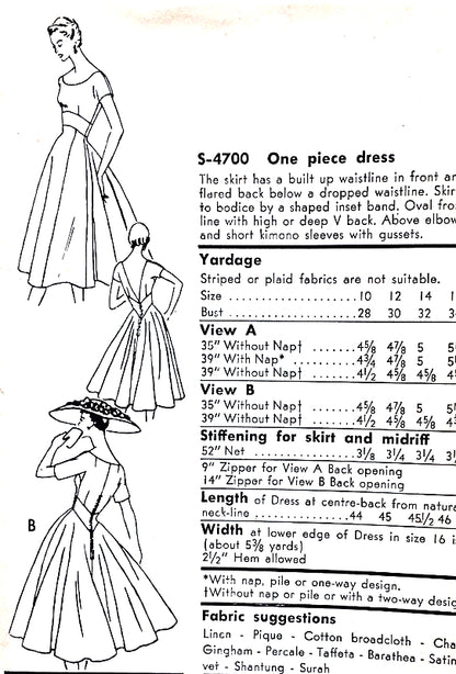 1950s STUNNING Cocktail Party Evening Dress Dress VOGUE Special Design 4700  Figure Flattering Design Bust 30 Vintage Sewing Pattern