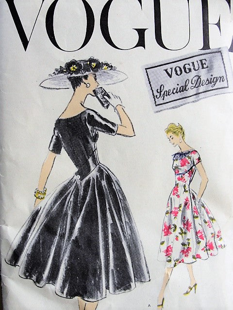 1950s ELEGANT Dress with Drop Waist Vogue Special Design 4700 Bust 32 Vintage Sewing Pattern