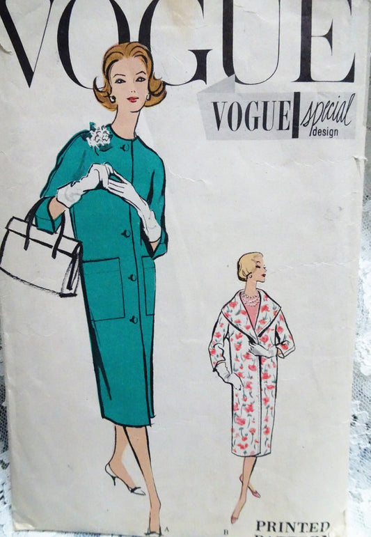 1950s CHIC Slim Coat Pattern VOGUE Special Design 4871 Two Wonderful Styles Bust 32 Vintage Sewing Pattern