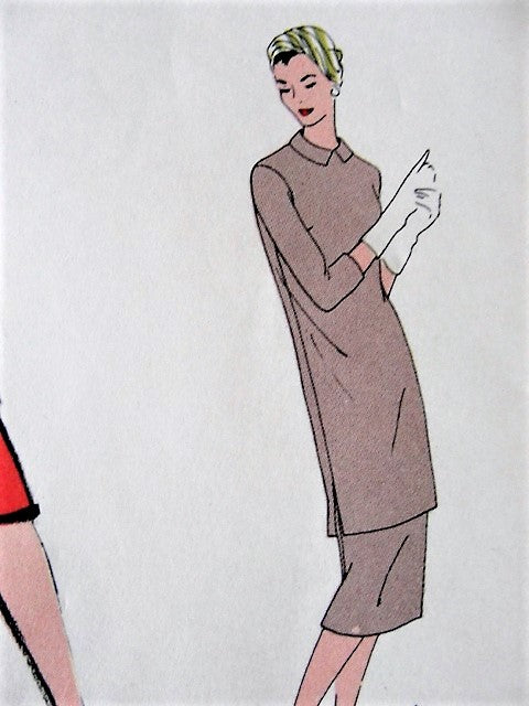 1950s ELEGANT 2 Pc Dress Pattern VOGUE Special Design 4879 Slim Skirt With 2 Overblouse Lengths Day or Dinner Bust 34 Vintage Sewing Pattern