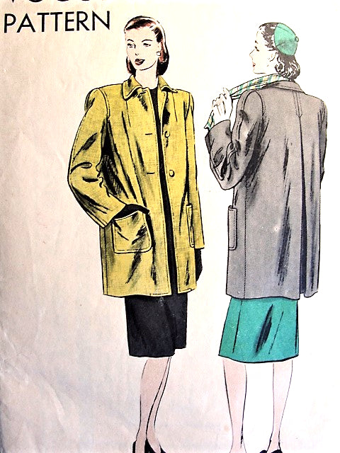 1940s CLASSIC Jacket Coat Pattern VOGUE 5084 Bust 32 Vintage Sewing Pattern FACTORY FOLDED
