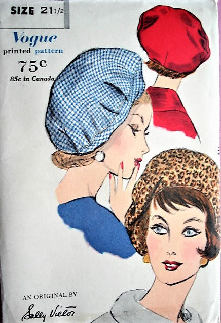 1960s FLIRTY Sally Victor Hat Pattern VOGUE 5110 Saucy Beret Style Dart Fitted Profile Hat Vintage Sewing Pattern