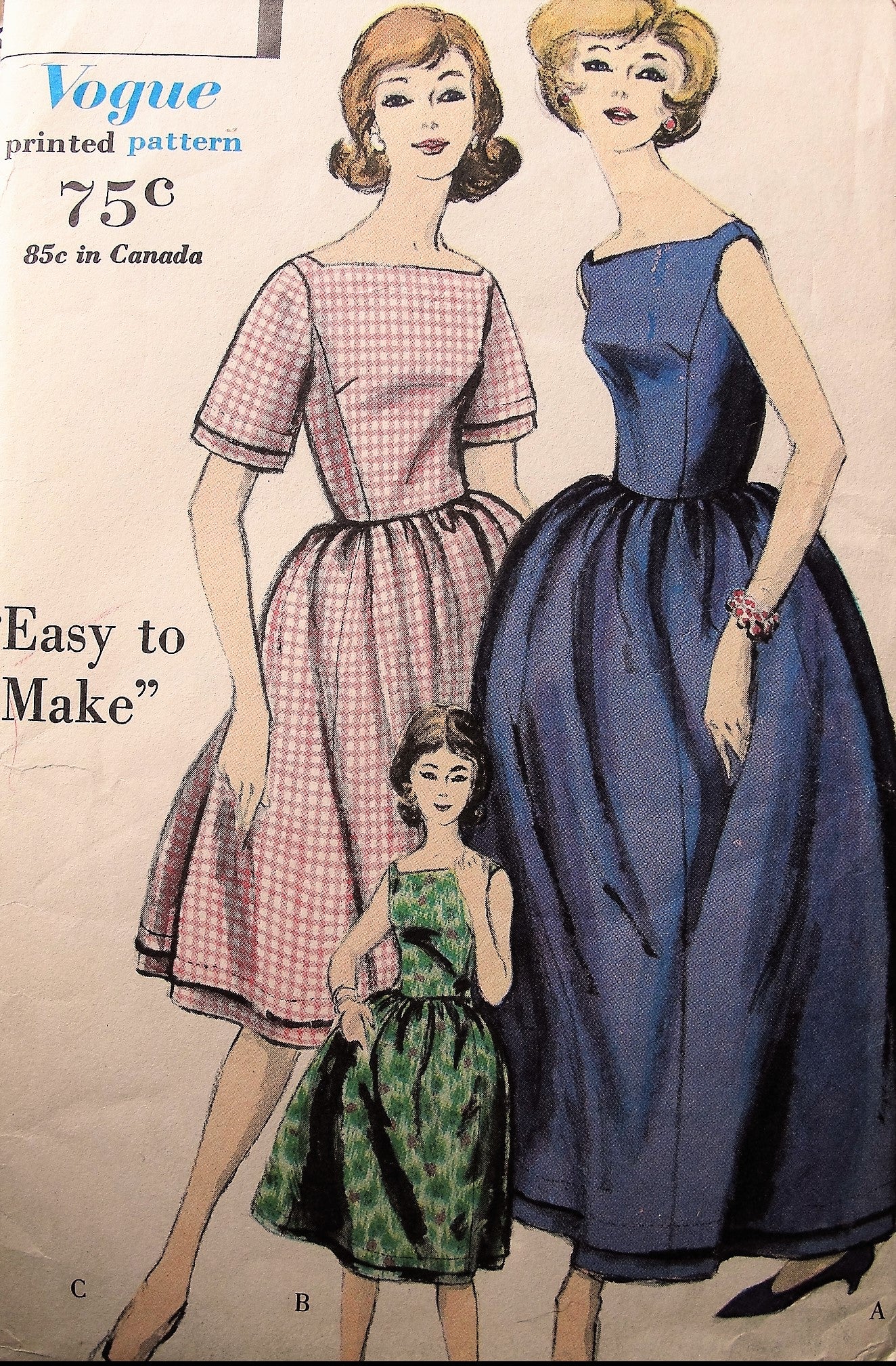 1960s Vintage ELEGANT Wrapped Back Dress with Gathered Skirt Vogue 5124 Sewing Pattern Bust 34