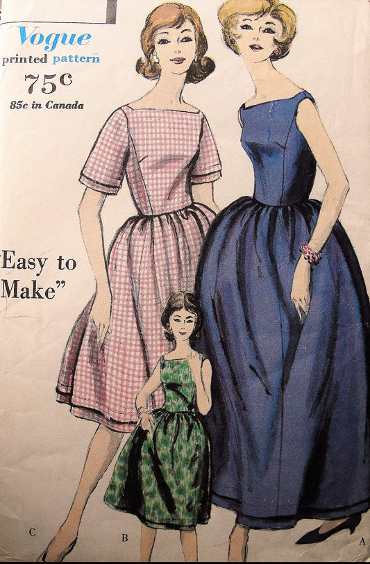 1960s Vintage ELEGANT Wrapped Back Dress with Gathered Skirt Vogue 5124 Sewing Pattern Bust 34