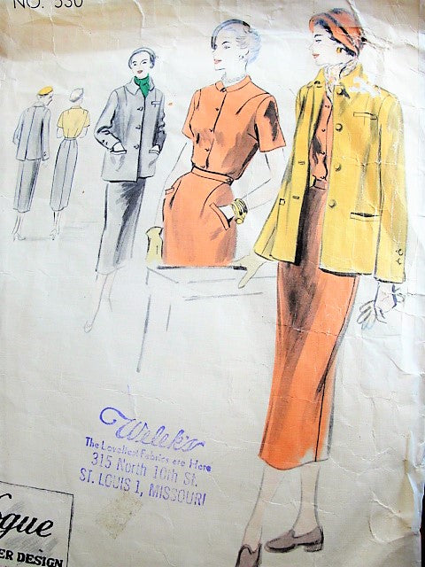 1940s STYLISH Blouse, Skirt and Jacket Pattern VOGUE Couturier Design 530 Easy Elegance Bust 32 Vintage Sewing Pattern