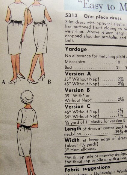 1960s CLASSY Slim Dress Pattern VOGUE 5313 Easy To Make Day or Cocktail  Dress Bust 36 Vintage Sewing Pattern FACTORY FOLDED
