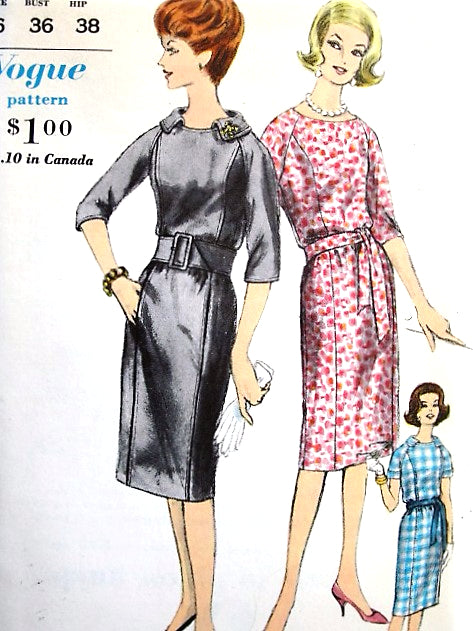 1960s SLIM Dress Pattern VOGUE 5407 Three Style Versions Bust 34 Vintage Sewing Pattern UNCUT