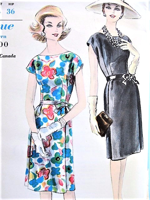 1960s CLASSY Dress Pattern VOGUE 5456 Easy To Make Day or Party Evening Dress Bust 32 Vintage Sewing Pattern UNCUT
