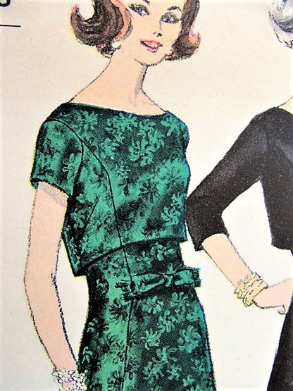 1960s LOVELY Party Evening Cocktail Dress and Overblouse Pattern VOGUE Special Design 5472 Figure Flattering Design Bust 36 Vintage Sewing Pattern FF
