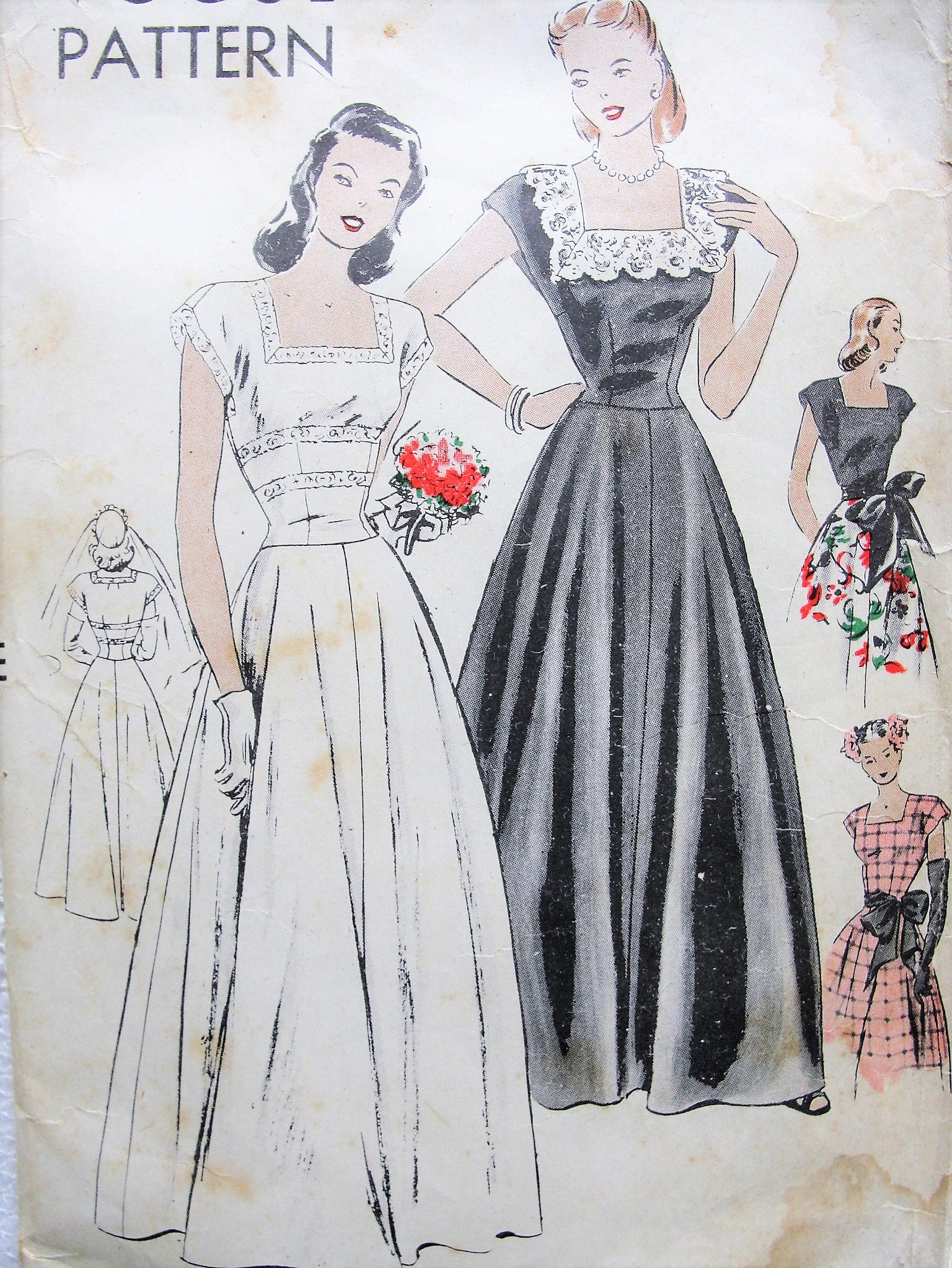 1940s GLAM Evening Gown or Bridal Dress Pattern VOGUE 5484 Flattering – So Vintage Patterns