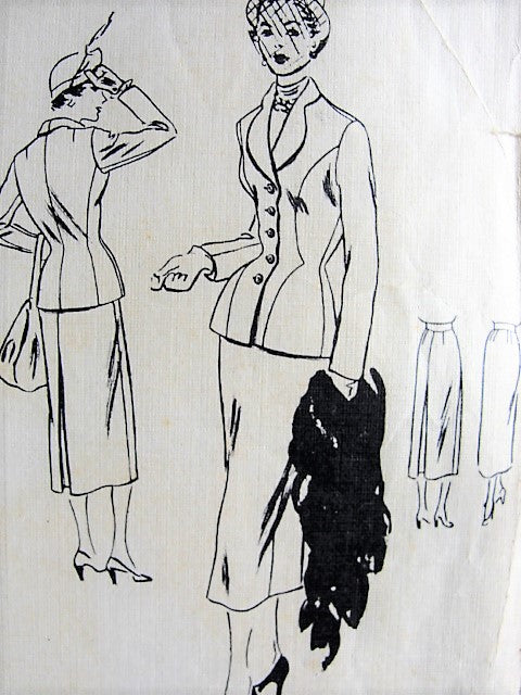 1950s STUNNING Suit Pattern VOGUE COUTURIER Design 556 Beautiful Fitted Jacket Slim Skirt Bust 34 Vintage Sewing Pattern