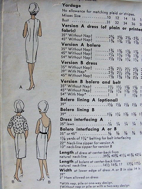 1960s CHIC  Sheath Dress with Two Necklines and Jacket Vogue Special Design 5578 Bust 34 Vintage Sewing Pattern