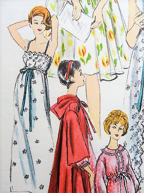 1960s GLAMOROUS Nightgown and Negligee Lingerie Pattern VOGUE 5697 Beautiful Romantic Styles Bust 32 Vintage Sewing Pattern FACTORY FOLDED