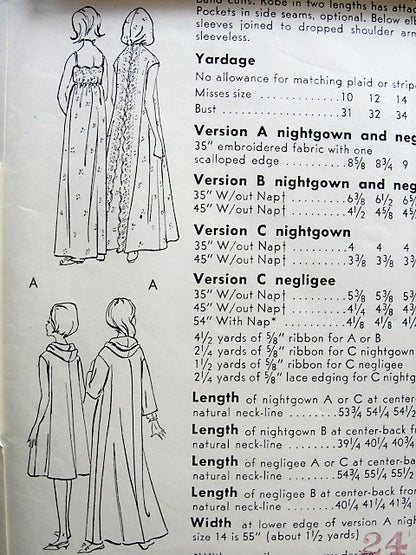 1960s GLAMOROUS Nightgown and Negligee Lingerie Pattern VOGUE 5697 Beautiful Romantic Styles Bust 32 Vintage Sewing Pattern FACTORY FOLDED