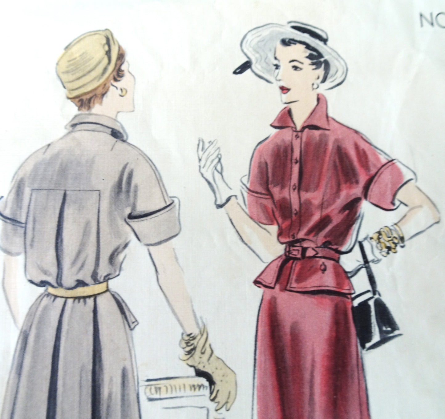 1950s CHIC DressPattern VOGUE Couturier Design  569 Unique Style, Peplum Like Front and Box Pleated Back Panel, Bust 32 Vintage Sewing Pattern