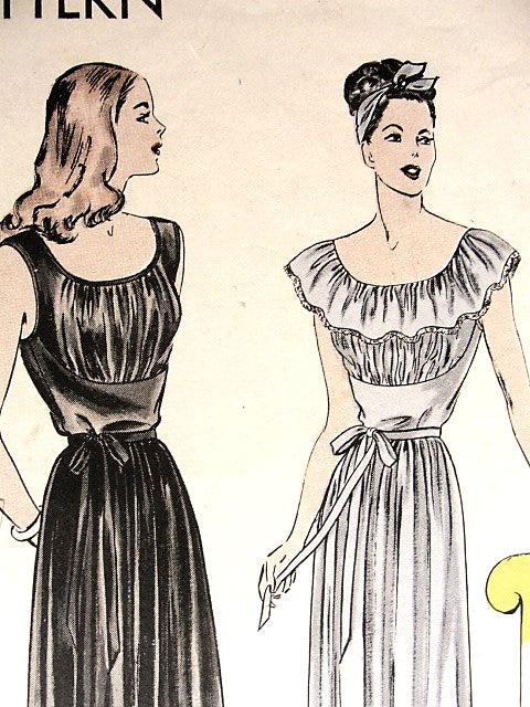 1940s GLAMOROUS Nightgown Pattern VOGUE 5901 Gathered Bodice, Shaped Midriff, Two Lovely Versions Bust 32 Vintage Lingerie Sewing Pattern