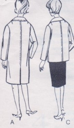 1960s STYLISH Chesterfield Coat Jacket Car Coat Pattern VOGUE 6052 Easy Elegance, 3 Lengths, Bust 34 Vintage Sewing Pattern