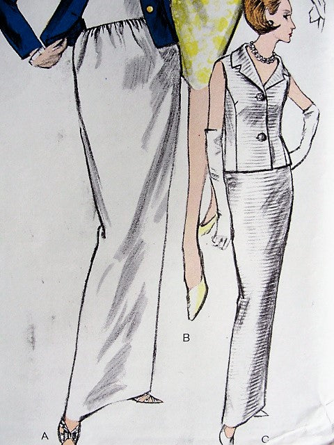 1960s ELEGANT Evening Dress and Jacket Pattern VOGUE Special Design 6149 V Neckline Evening Cocktail Dress, 2 Lengths Bust 32 Vintage Sewing Pattern FACTORY FOLDED