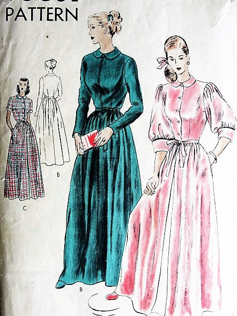 1940s BEAUTIFUL House Coat Robe Hostess Gown Pattern VOGUE 6252 Lovely Brunch Coat Lounging Robe Bust 32 Vintage Sewing Pattern