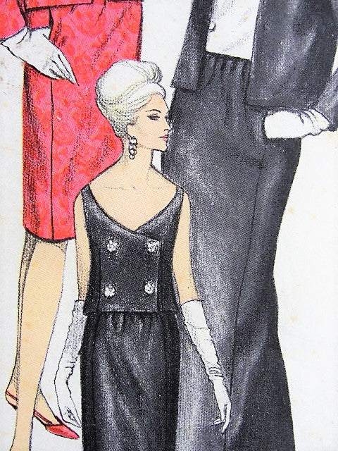 1960s STYLISH Suit and Overblouse VOGUE 6330 Daytime or Evening Length Bust 32 Vintage Sewing Pattern