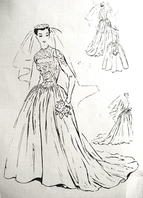 1950s DREAMY Bridal Wedding or Dinner Gown Pattern VOGUE Couturier Design 636 Bust 34 Vintage Sewing Pattern