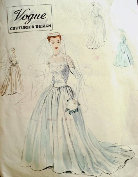 1950s DREAMY Bridal Wedding or Dinner Gown Pattern VOGUE Couturier Design 636 Bust 34 Vintage Sewing Pattern
