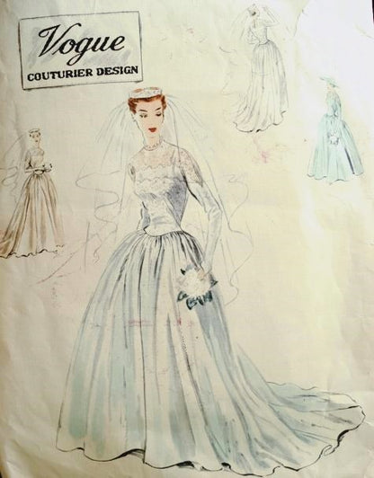 1950s DREAMY Bridal Wedding or Dinner Gown Pattern VOGUE Couturier Design 636 Bust 34 Vintage Sewing Pattern