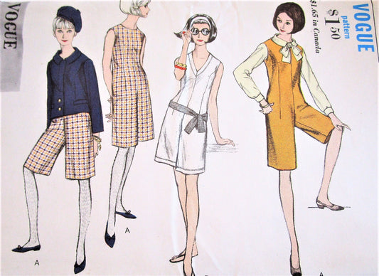 MOD 1960s Jumpsuit, Jacket and Blouse Pattern VOGUE Young Fashionables 6445 Cute Styles Bust 36Vintage Sewing Pattern