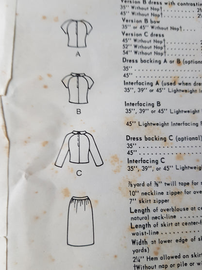 1960s CLASSY 2 Pc Dress Pattern VOGUE 6535 Bust 32 Vintage Sewing Pattern
