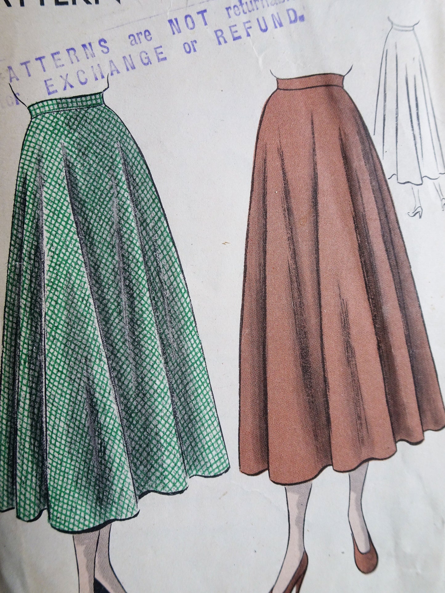 1950 LOVELY  Bias Cut Circular Skirt Pattern VOGUE 6576 Very Dior Design Waist 26, Easy To Make Vintage Sewing Pattern