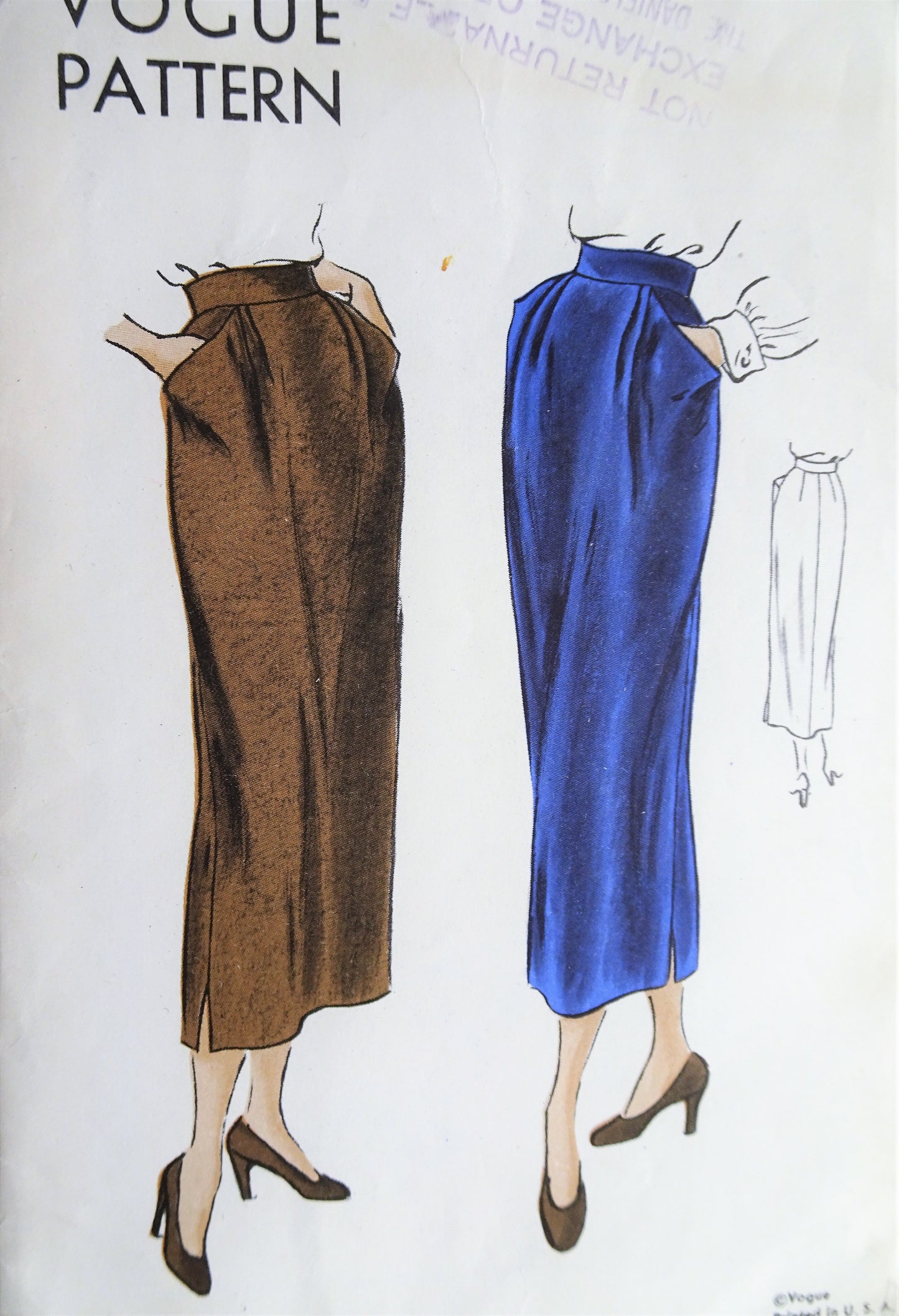 1940s Vintage SOPHISTICATED Slim Skirt with Stylish Hip Pockets Vogue 6611 Sewing Pattern