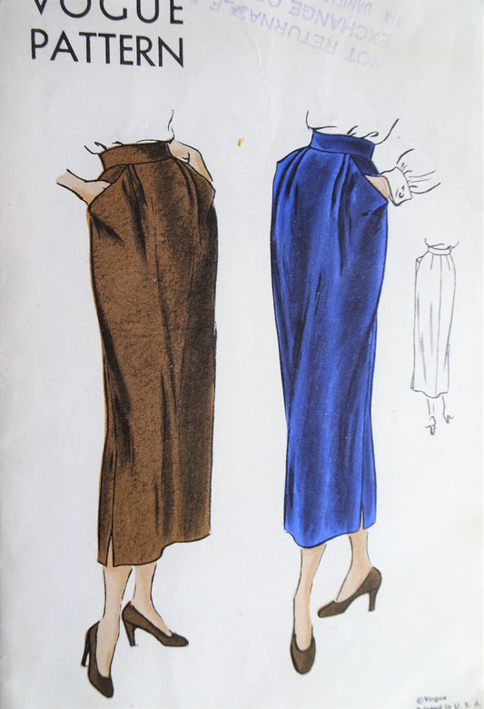 1940s Vintage SOPHISTICATED Slim Skirt with Stylish Hip Pockets Vogue 6611 Sewing Pattern