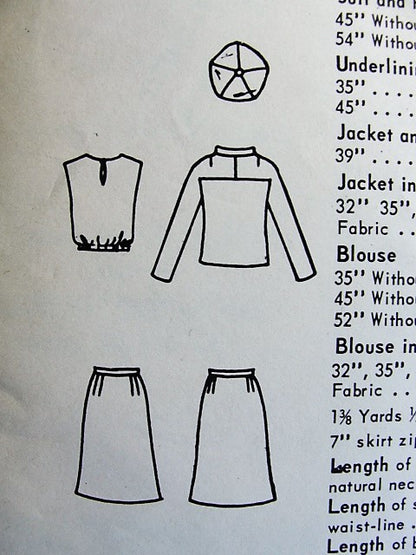 1960s MOD Suit,Blouse and Beret Hat Pattern VOGUE SPECIAL DESIGN 6670 Stylish  Day or After 5 Bust 34 Vintage Sewing Pattern