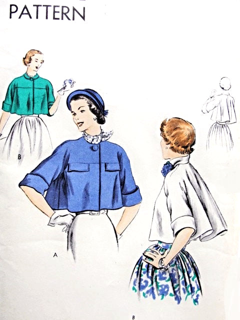 1950s GORGEOUS Short Jacket Pattern Easy To Make VOGUE 6716 Lovely Flared Back Day or Evening Vintage Sewing Pattern FACTORY FOLDED