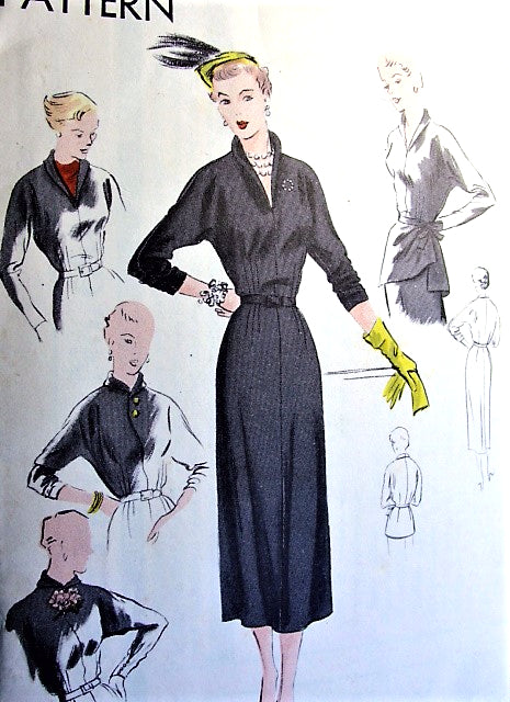 FAB 1950s Dress With Detachable Tunic and Dickey Pattern VOGUE 6889 Five Styles Bust 34 Vintage Sewing Pattern