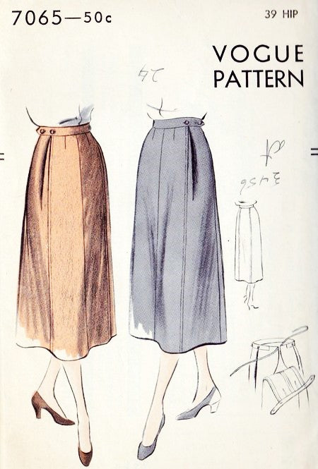 1950 Slim Maternity Skirt Pattern VOGUE 7065 Hip 39 Vintage Sewing Pattern FACTORY FOLDED