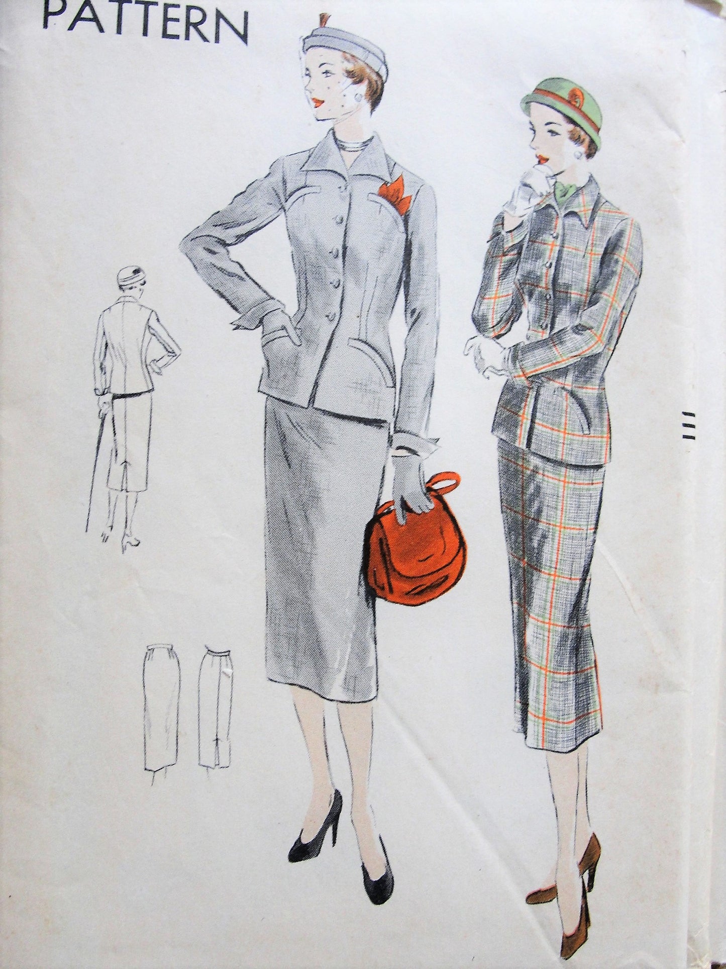 1950s CHIC Suit Pattern VOGUE 7130 Fitted Jacket with Pointed Collar and Three-Piece Slim Skirt Bust 32 Vintage Sewing Pattern FACTORY FOLDED
