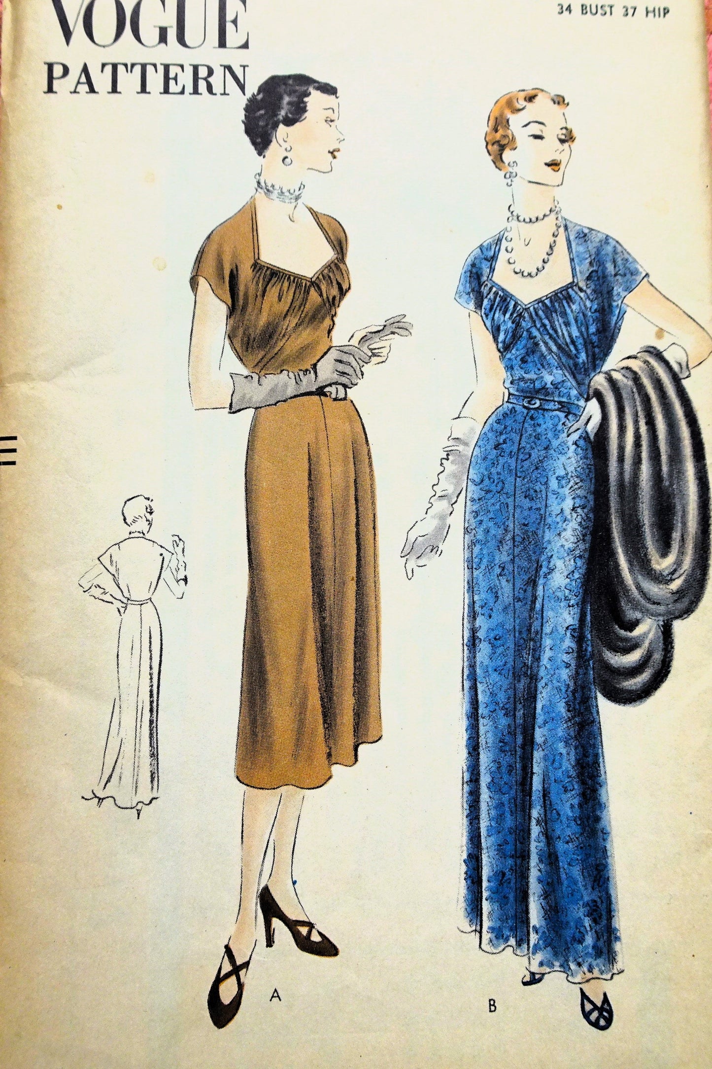 1950 GORGEOUS Evening Gown Cocktail Dress Pattern VOGUE 7179  Classy Design,Shaped and Draped Bodice, Bust 34 Vintage Sewing Pattern