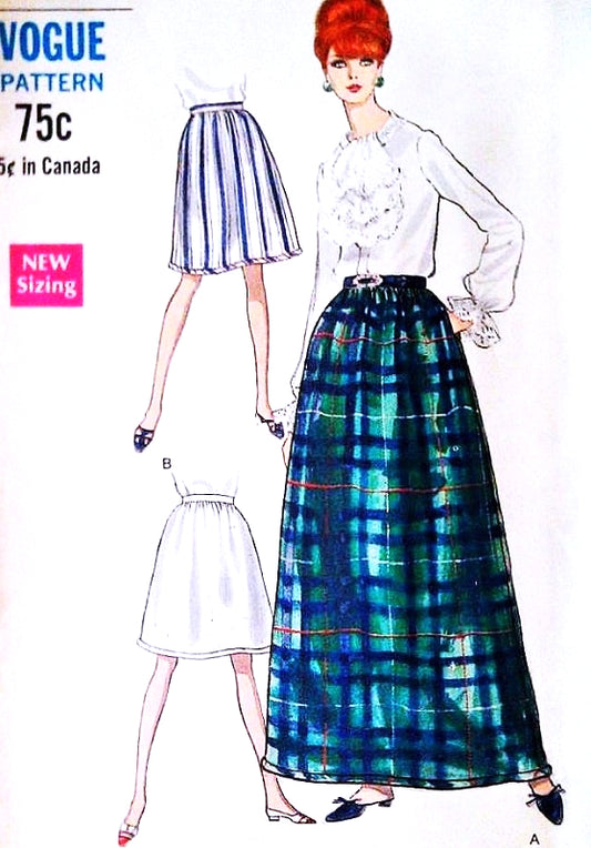 1960s CLASSIC Dirndl Skirt Pattern VOGUE 7259 Regular or Maxi Evening Length Vintage Sewing Pattern UNCUT