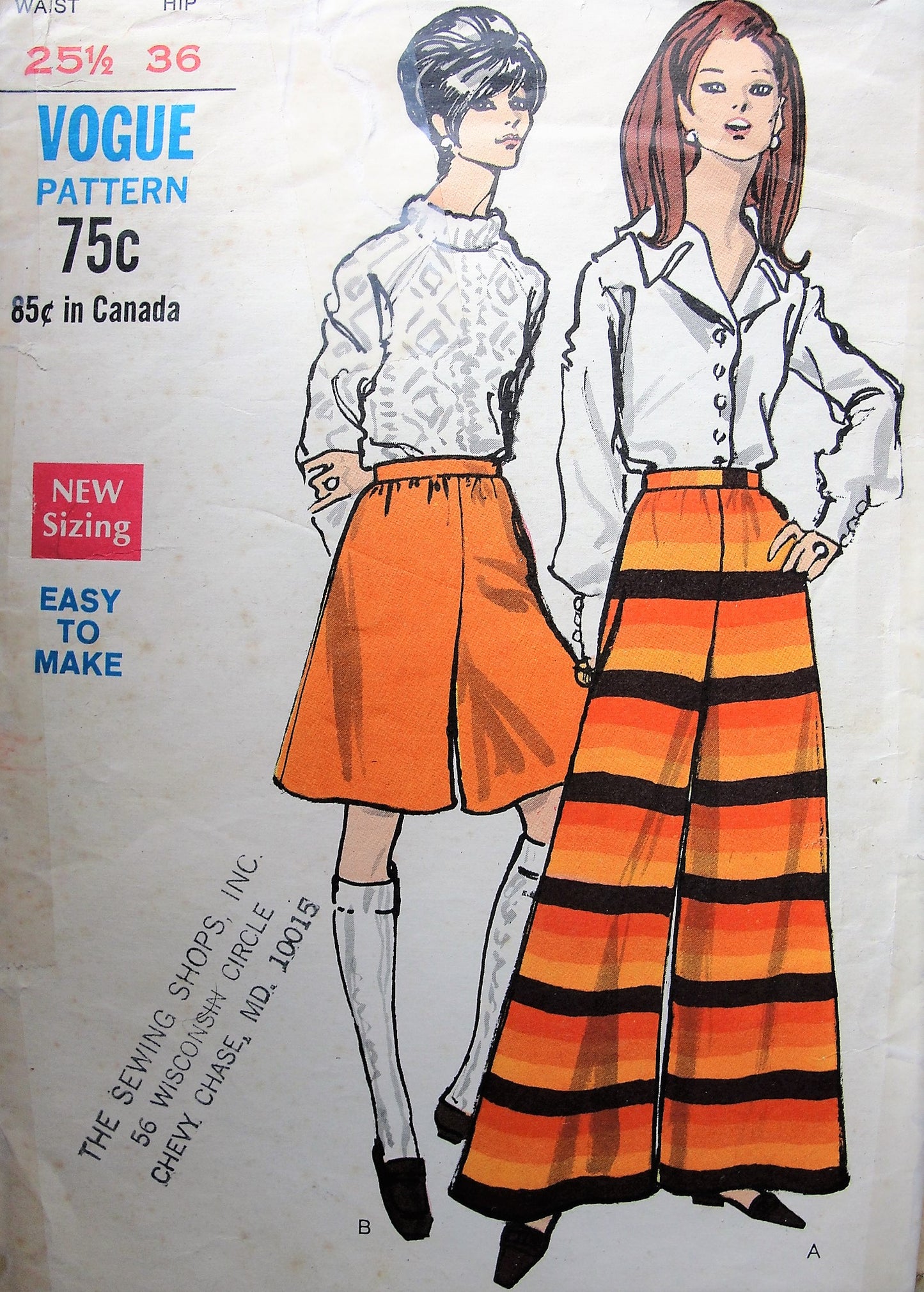 1960s Pantskirt Pattern VOGUE 7274 Two Versions Evening or Day Lengths  Waist 25.5 Vintage Sewing Pattern