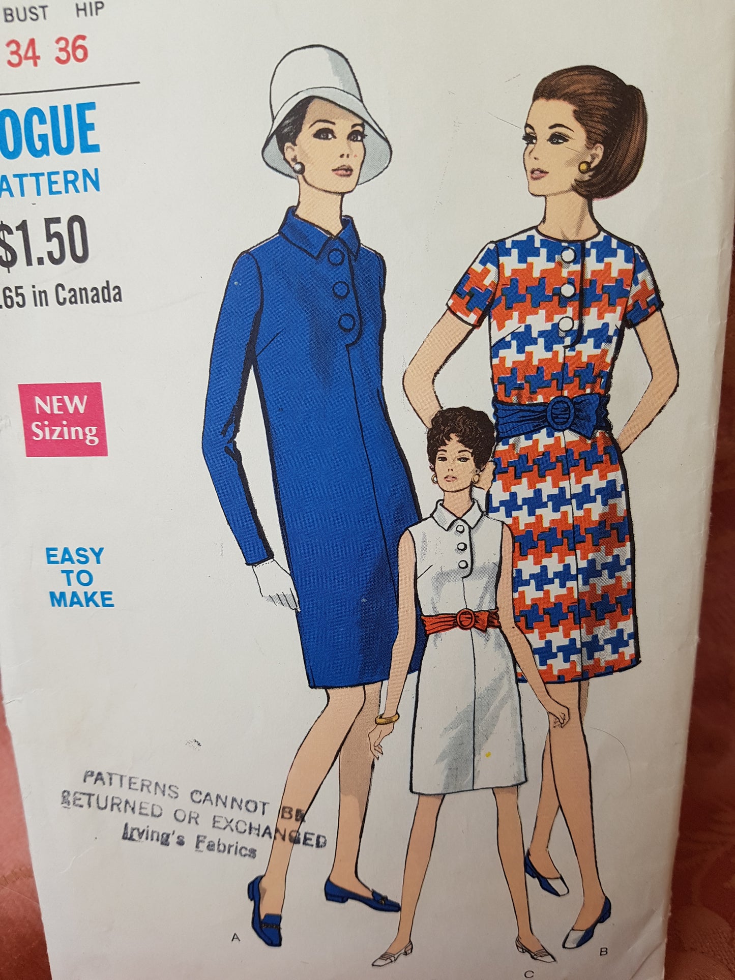 1960s FABULOUS Slim Straight Dress Pattern VOGUE 7363 Bust 34 Easy To Make Vintage Sewing Pattern