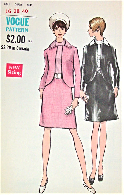 1960s MOD Suit and Blouse Pattern VOGUE 7532 CLASSY Cutaway Jacket  Bust 38 Vintage Sewing Pattern UNCUT