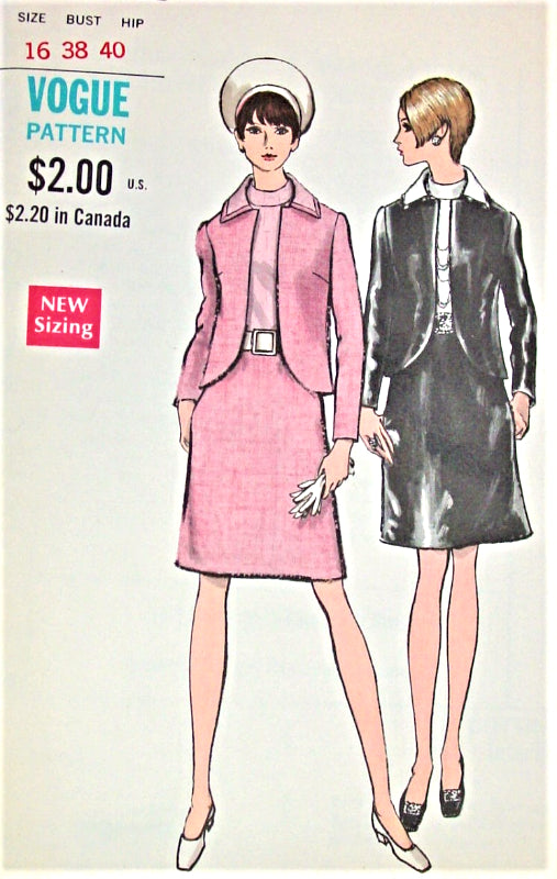 1960s MOD Suit and Blouse Pattern VOGUE 7532 CLASSY Cutaway Jacket  Bust 38 Vintage Sewing Pattern UNCUT