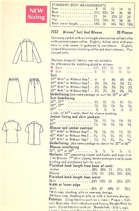 1960s MOD Suit and Blouse Pattern VOGUE 7532 CLASSY Cutaway Jacket  Bust 38 Vintage Sewing Pattern UNCUT