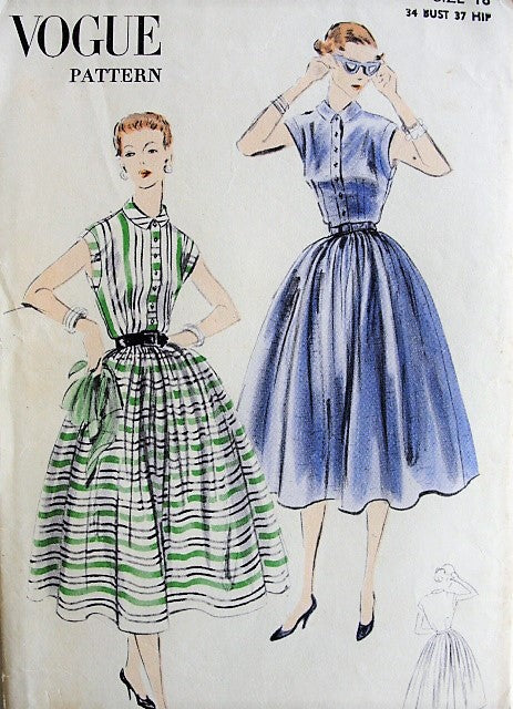 1950s CLASSIC Shirt Dress Vogue 7689 Vintage Sewing Pattern Bust 34