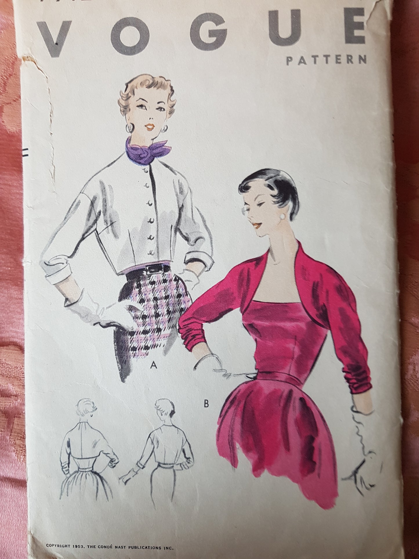 1950s STUNNING Bolero Jackets Pattern VOGUE 7912 Two Lovely Styles, Bust 32, Easy To Make, Vintage Sewing Pattern