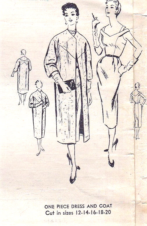 1950s STRAPPY Slim Dress and Clutch Coat Pattern VOGUE COUTURIER Design 792 Day or Cocktail Party Bust 30 Vintage Sewing Pattern